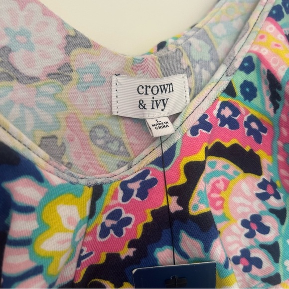 Crown and Ivy Women's Sleeveless Navy Paisley Dress Size L NWT - Picture 4 of 6